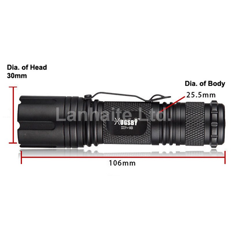 Hugsby XP-18 Cree XP-E R3 250 Lumens 3-Mode LED Flashlight - Black ( 1xAA / 1xCR123 / 1x16340 / 1x14500 )