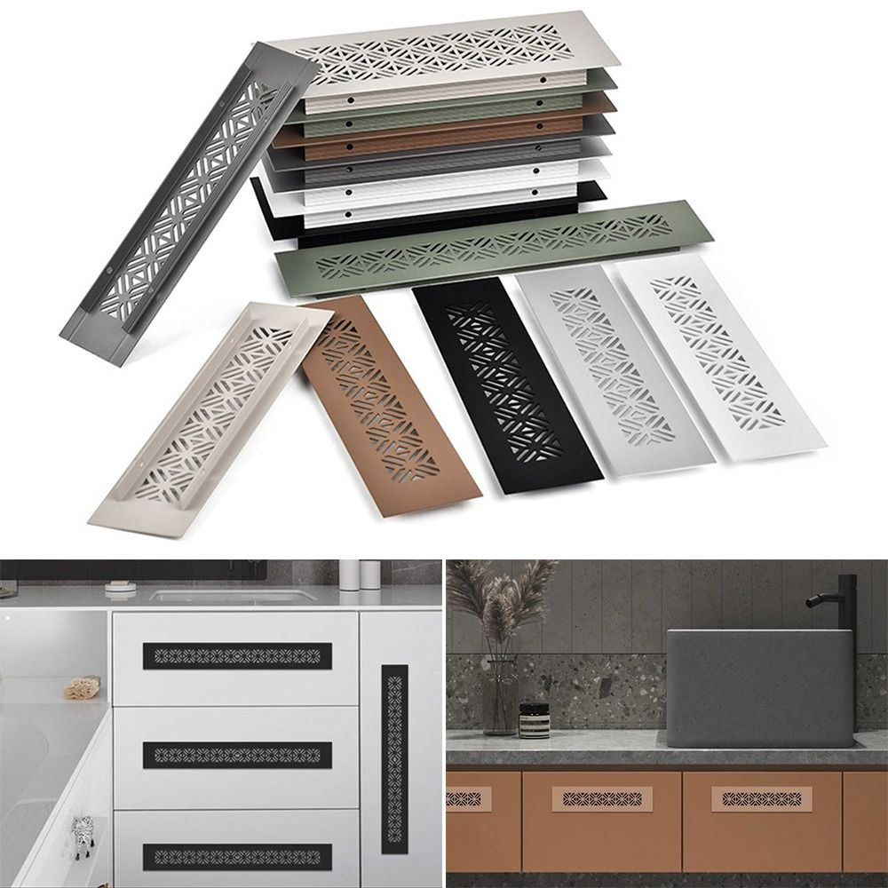 Aluminium ventilatieopeningen Cover Louvre Rechthoek Ventilatierooster Cover 50/80cm Breed Ademend Mesh Gat Ornamenten