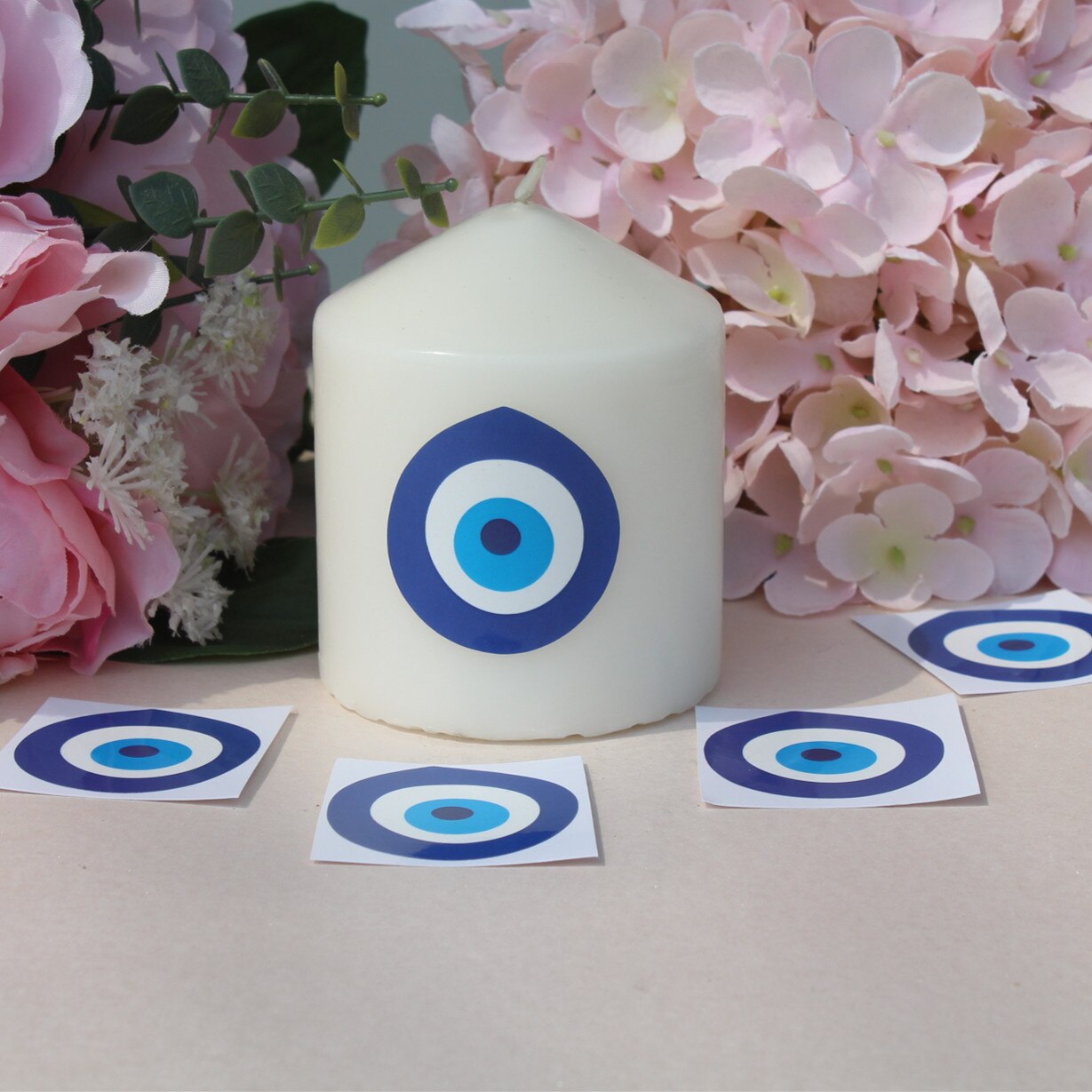 Onde øje symbol græsk tyrkisk arabisk talisman klassisk rundt klistermærke bryllup favoriserer vinyl blå øjne dekorationer