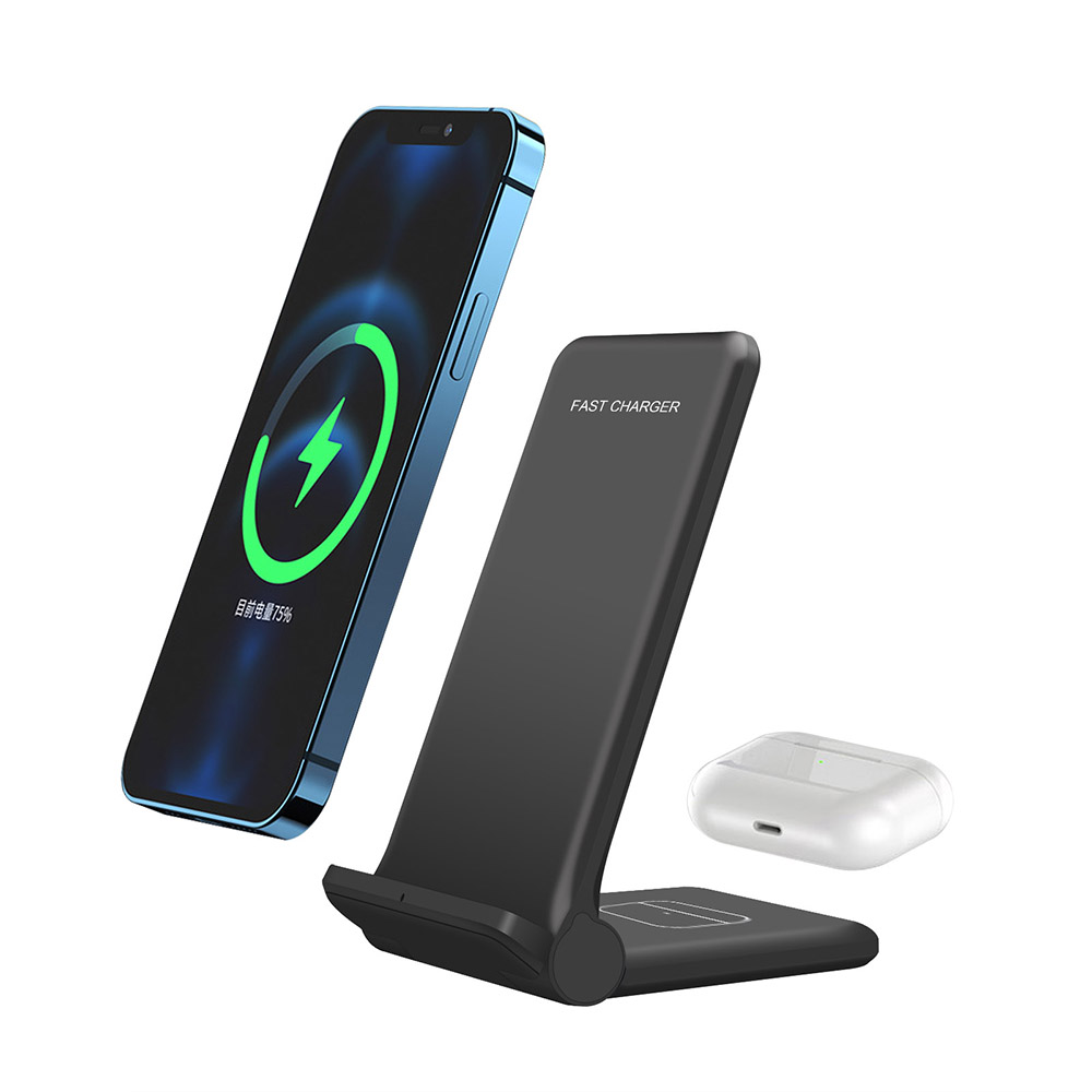 FDGAO-cargador inalámbrico Qi de 15W, estación de carga rápida para Apple Watch 7, 6, 5, 4, iPhone 13, 12, 11, XS, XR, X, 8, Airpods Pro: 2 in 1 Black