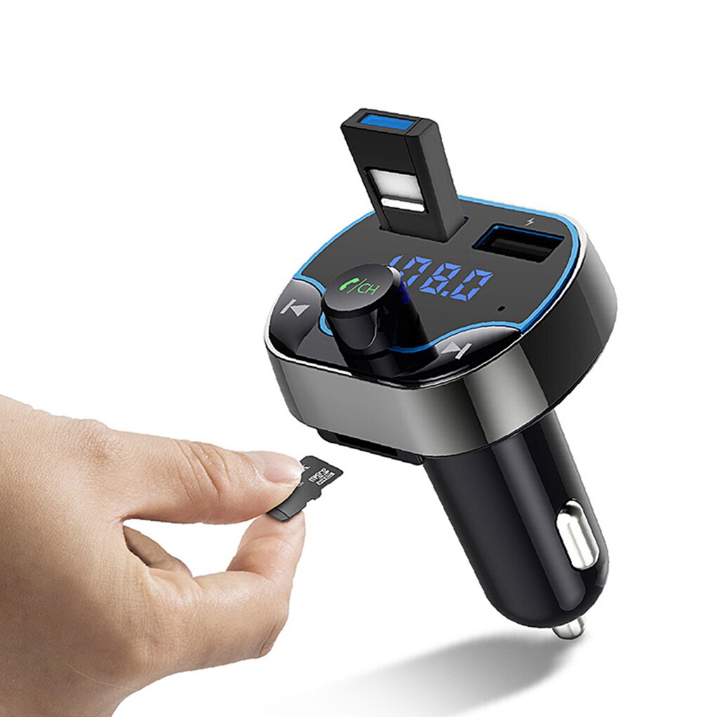 T24 Car FM Transmitter Dual USB Fast Charger Voice Navigation Car Hands-free Call Bluetooth MP3 Player