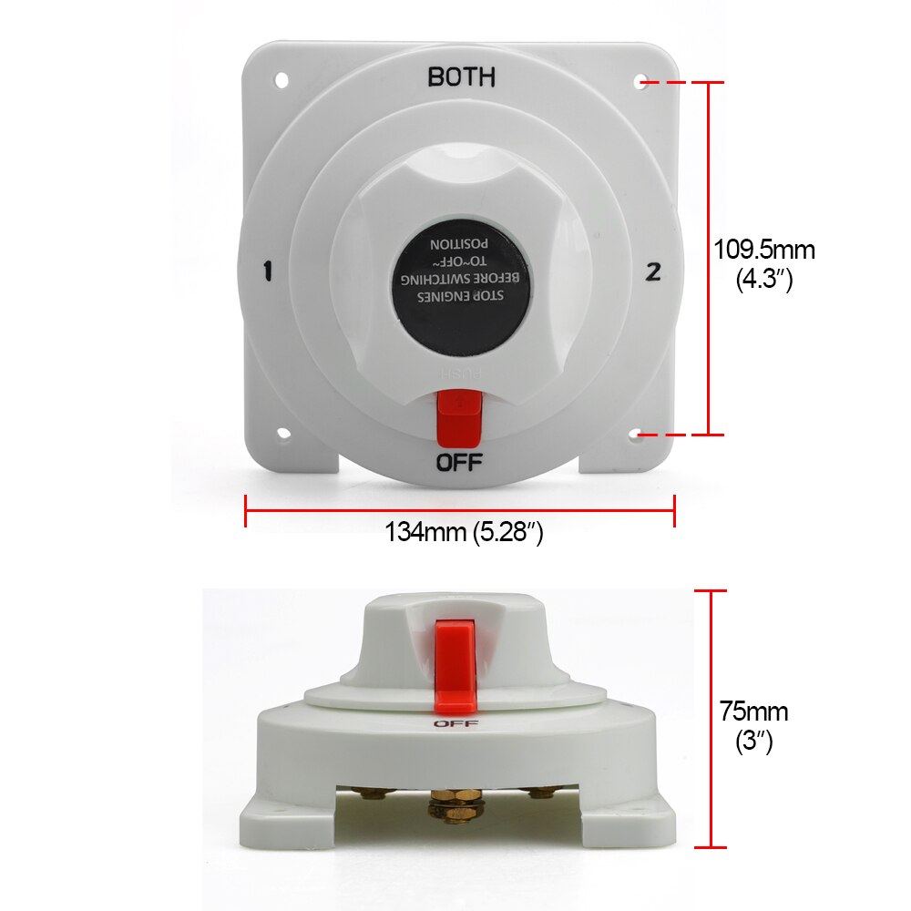 12V 48V Dual Battery Selector Switch Disconnect Power Cut Off On for Marine Boat
