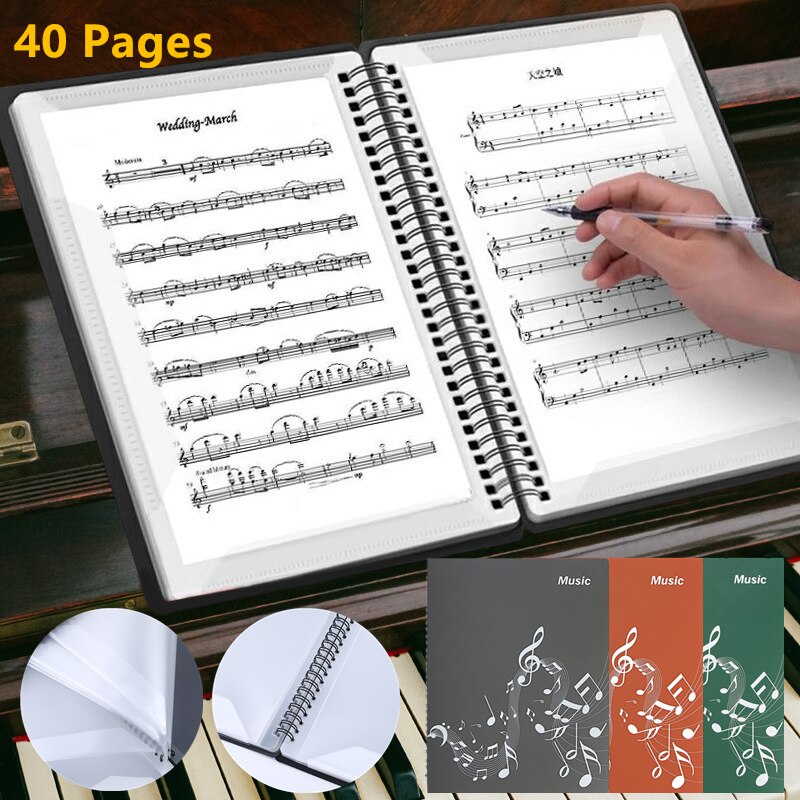 40 Pagina &#39;S A4 Multi-layer Muziek Score Coil Map Praktijk Piano Vellen Papier Document Organizer