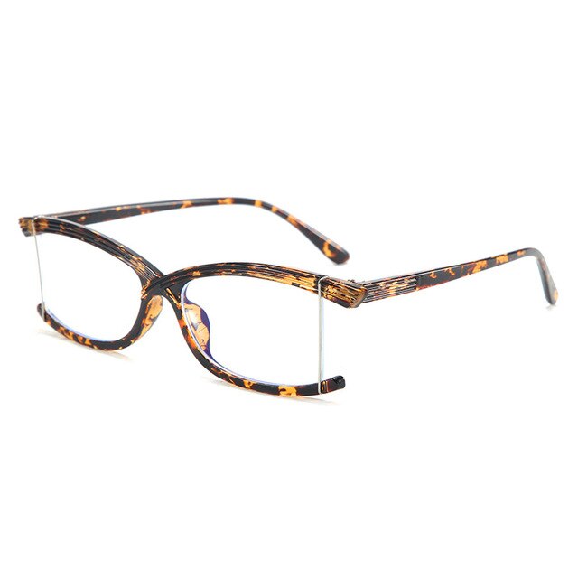 Imwete-gafas irregulares con montura para hombre y mujer, lentes ópticas con luz azul, sin montura, transparentes,: Leopard
