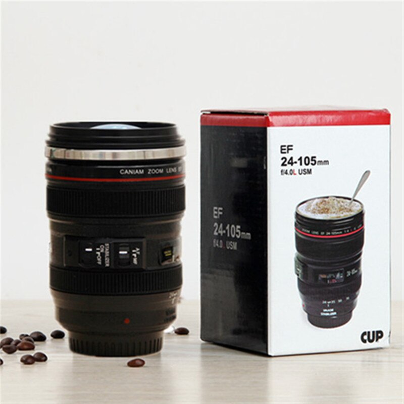 OUOH 6th Rvs Koffie Camera Lens Mok Cup Mok Rvs Thermosflessen