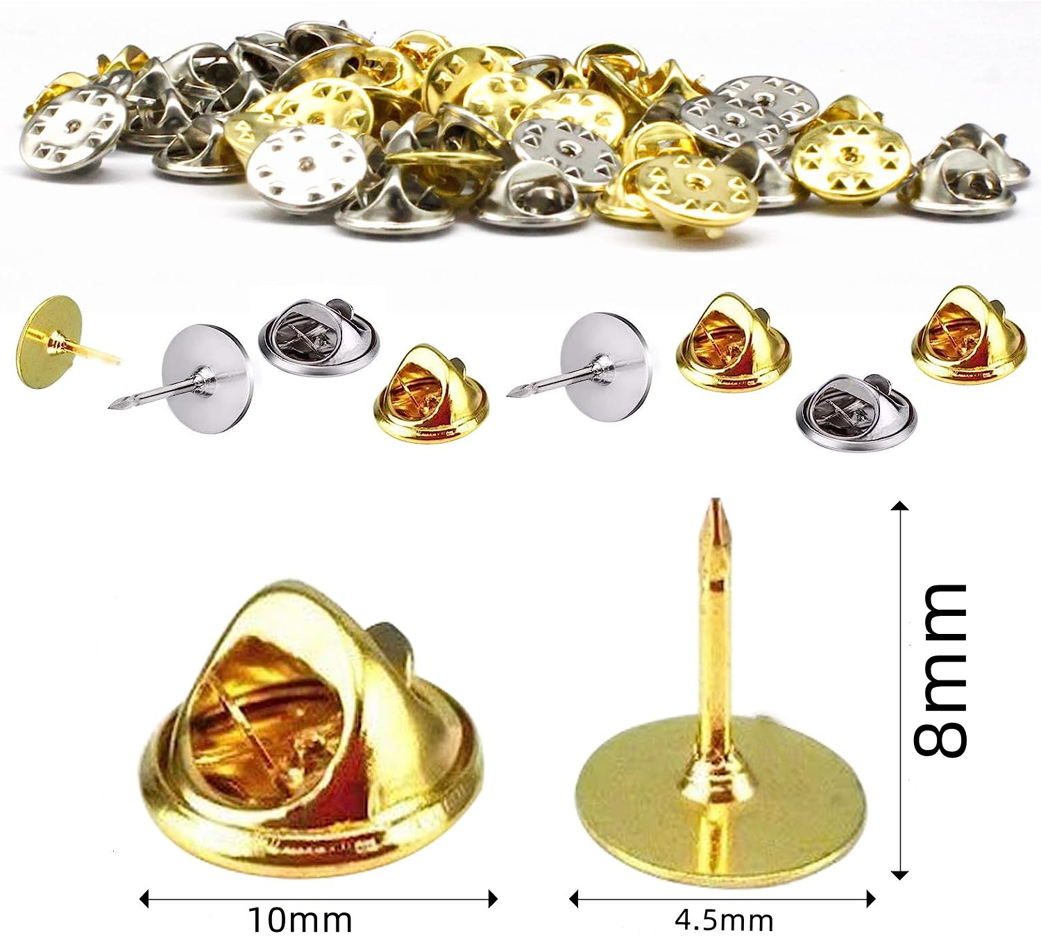 50Set Brooch Pin Holder Tie Hat Badge Holder Back Squeeze Flat Base Stabbing Butterfly Clasp Brooch Clutch DIY Jewelry Findings