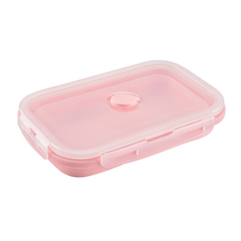 4pcs/set Silicone Lunch Box Set Stackable Bento Food Prep Container Foldable Lunchbox Microwave Dinner Storage Containers: pink350ml