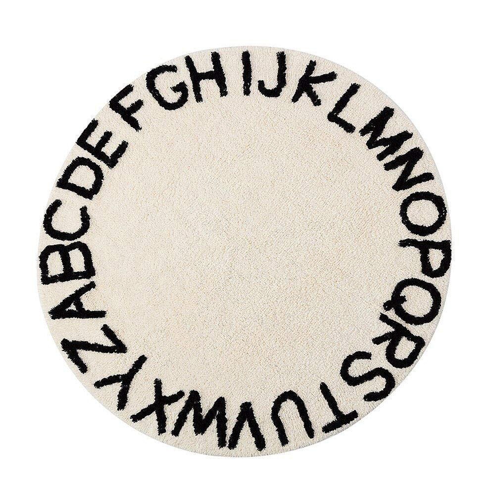 Abc alfabetet barn krypande lekmatta - supermjuka stickande pedagogiska tvättbara mattor runt 120cm diameter: Vit
