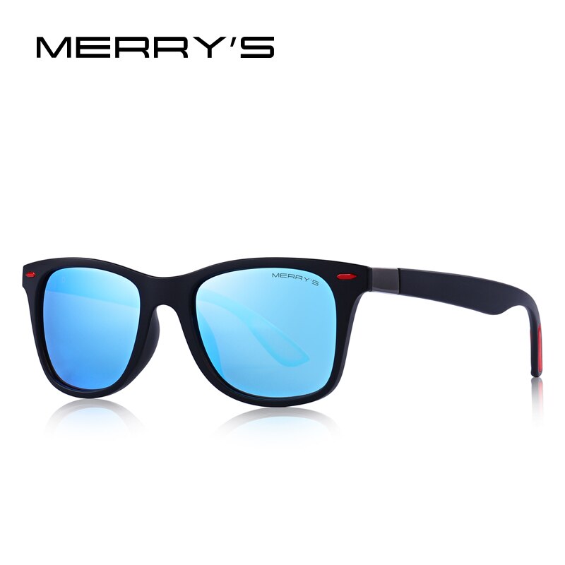 Merrys mænd kvinder klassisk retro nitte polariserede solbriller lysere firkantet ramme 100%  uv beskyttelse  s8508: C06 blåt spejl
