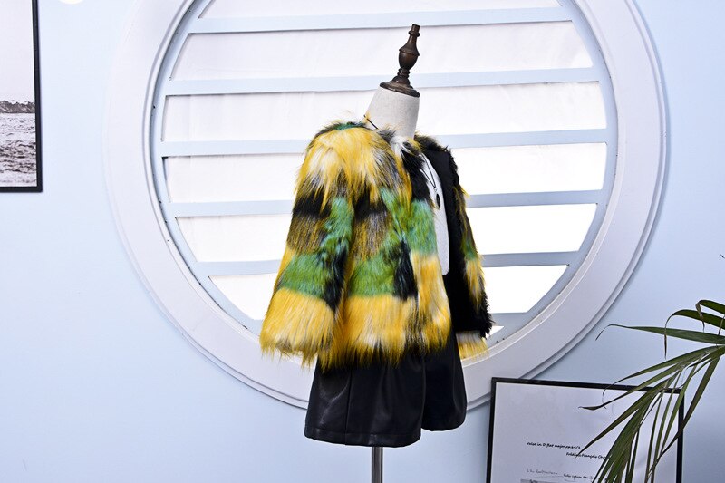 Colorful kids coat baby girl coat / Faux fur coat baby girl coat