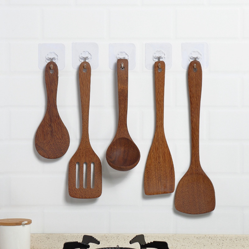 5 Types Thai Style Wooden Turner Spatula Rice Spoon Big Soup Scoop For Cooking Wood Kitchen Cooking Utensils Supplies