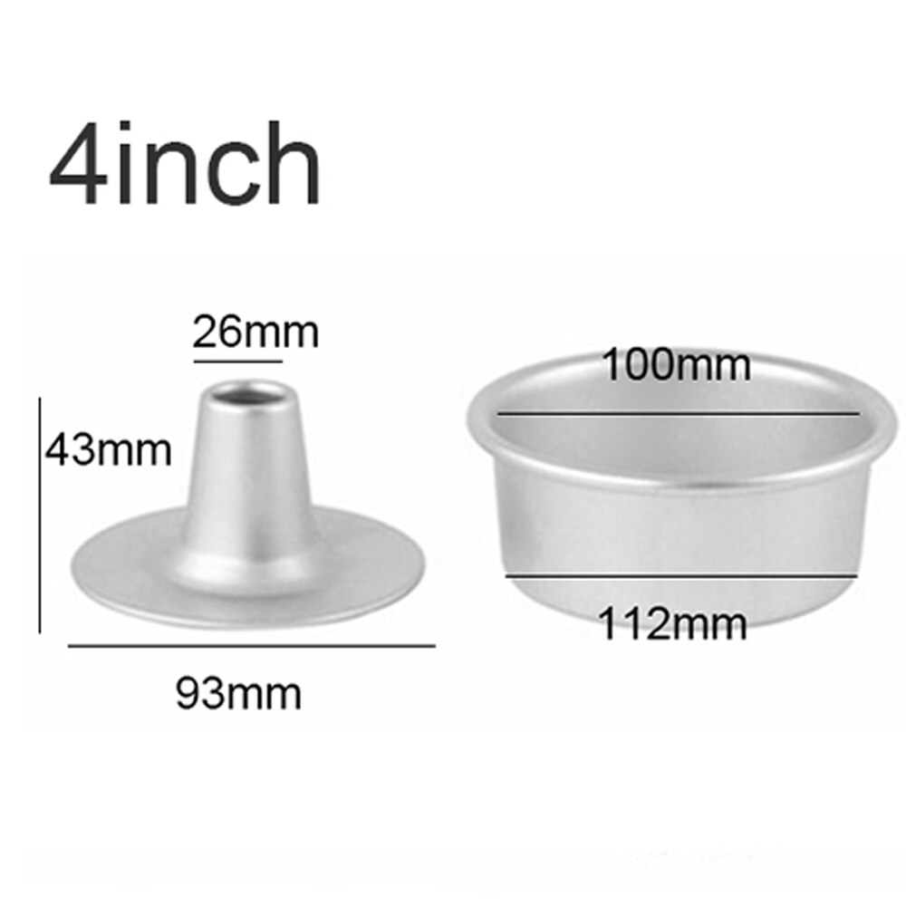 round middle hole Alloy Chiffon Cake toast bread Pan Removable Bottom moddle Hollow Chimney Cake Mold DIY Baking Cake Tools: 4 inch