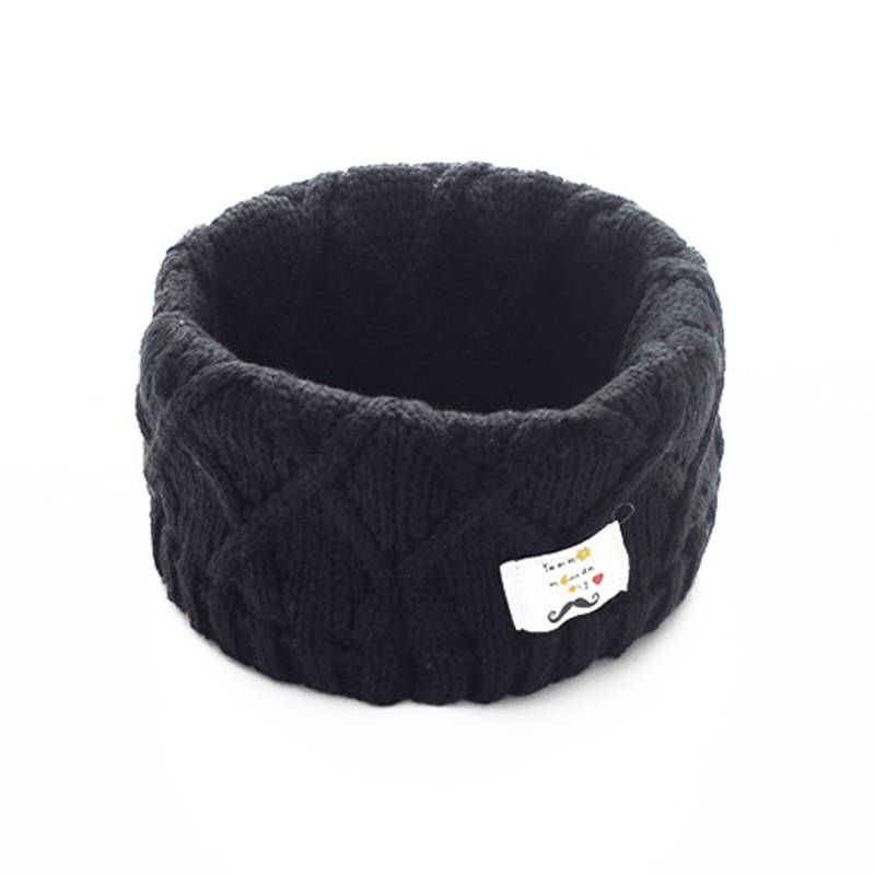 Autumn Winter Cute Kids Scarf Girls Boys Knitted Wool Scarves Children Solid Color Warm O Ring Scarf Outdoor Crochet Neck Warmer: black