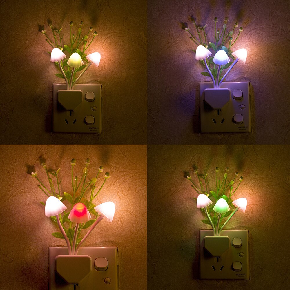 Romantico sensore colorato lampada a fungo lampada da parete a Led a luce notturna decorazioni per la casa Us Pulg Nightlight per bambini camera da letto per bambini