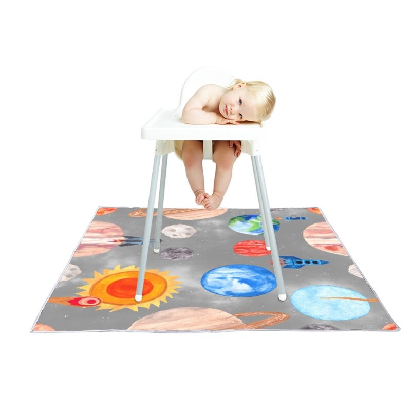 Alfombra de suelo para trona, tapete de juego para gatear para bebé, arte, atrapador de comida, a prueba de fugas, novedad de