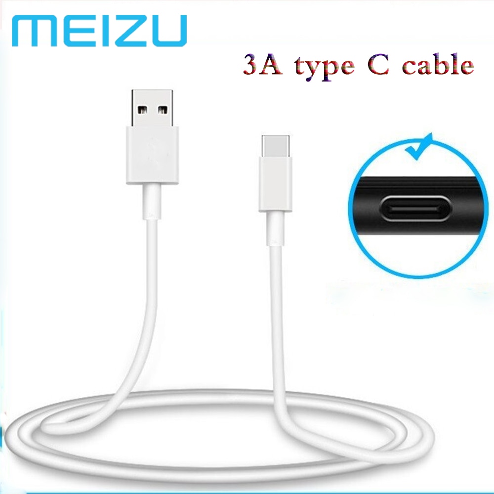 Meizu original 3a tipo c cabo 100cm cabo de dados de carregamento rápido para meizu 17 16 15 16th plus m15 e2 e3 16s pro nota 6 6 9 pro 6s 7