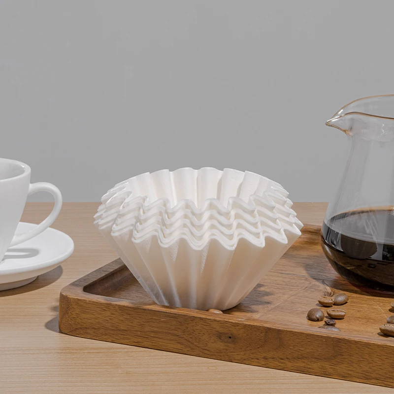 Papel de filtro para cafetera, taza de goteo a mano, 50 Uds., filtro para máquina de café americana, ventilador con forma de pastel y forma de V