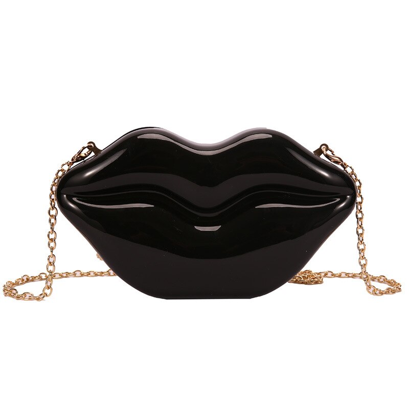 Rode Lip Styling Partij Bruiloft Clutch Tas Voor Vrouwen Mode Portemonnees En Handtassen Vrouwelijke Schouder Chain Crossbody Tas: Black