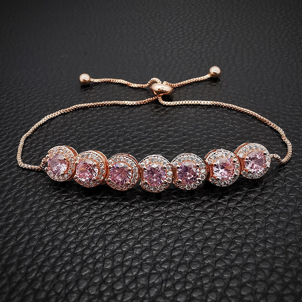 2022 luksus grøn pink rosa guld sølv farve cz armbånd armbånd til bryllup kvinder ved hånden smykker bulk  s5243