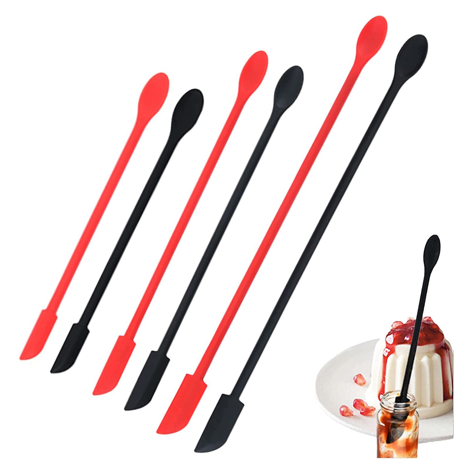 Mini Silicone Spatulas Double Head Long Thin Handle Scrapers Spoon Kitchen Tools for Fruit Jam Cake Sauce Mayonnaise