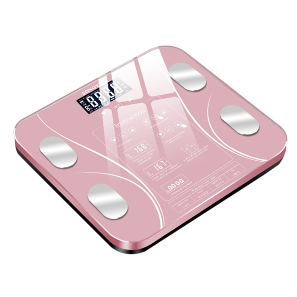 Household weight scale body fat electronic scale floor BMI electronic scale electronic scale water health precision smart scale: Pink