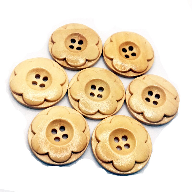 Botones de madera para manualidades, botones decorativos de 2 agujeros con forma de flor Vintage, para manualidades, álbum de recortes, ropa, SC280, 23-30mm, 30 unids/lote: Style-5  25mm
