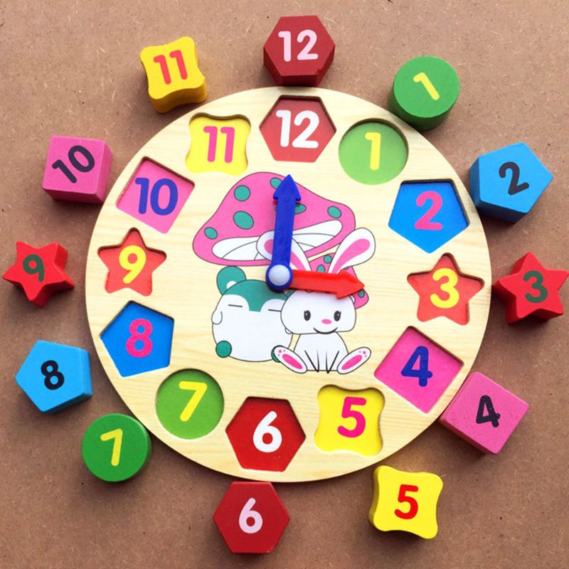 Cartoon Houten Klok Educatief Leren Sorteren Klok Puzzel Cognitie Spelen Speelgoed Voor Kinderen Peuters Baby