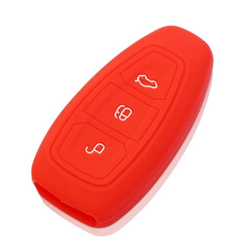 Silicone rubber car key case cover for Ford Focus 3 MK3 ST RS Ecosport Kuga fiesta Fiesta Focus Mondeo3 Buttons smart key: Red