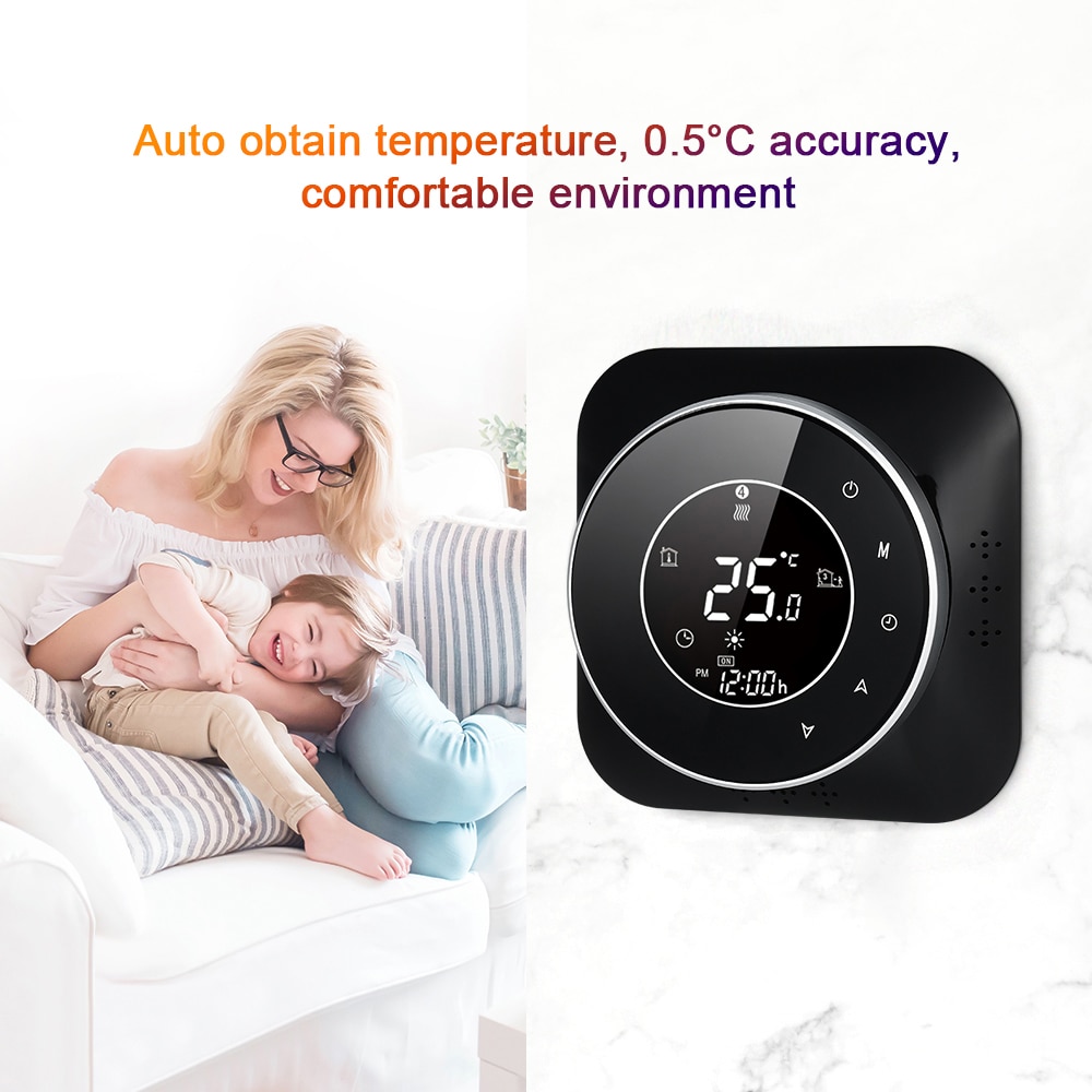 Smart WiFi Touch Thermostat Programmable Voice APP Control Temperature Wireless Controller For Boiler Heating Works Google Home