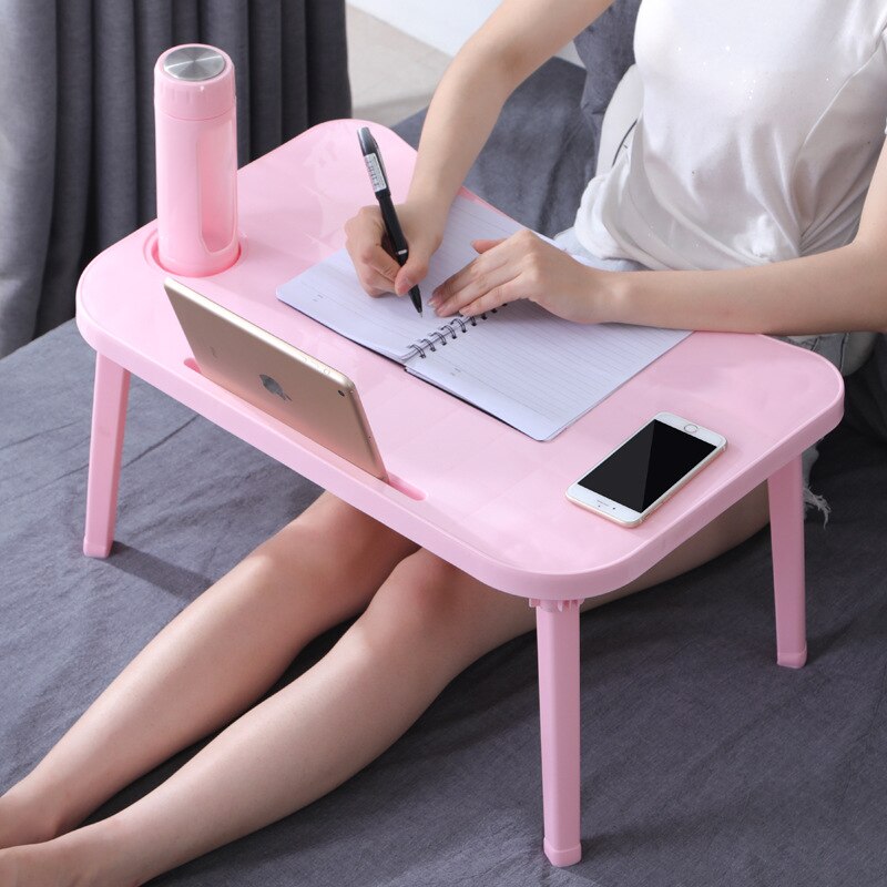 Laptop Table Notebook Folding Desk Computer Desk Breakfast Serving Bed Trays Adjustable Foldable Flip Top Legs Mini Office WF