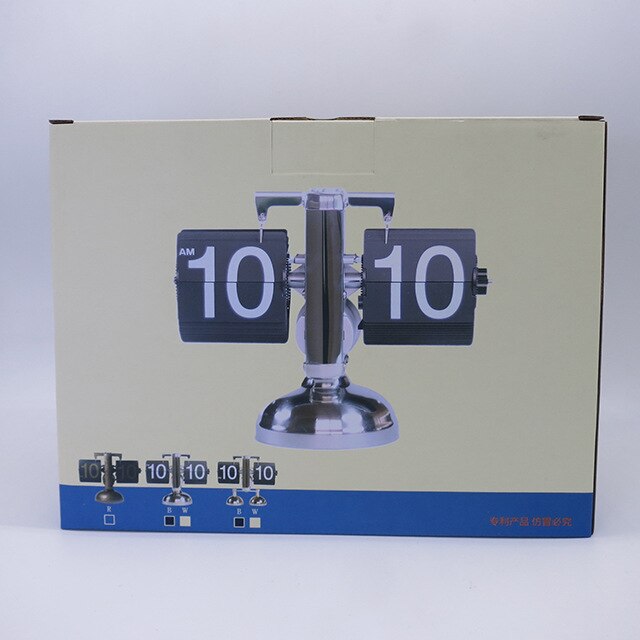 Small Balance Engraved Automatic Page Turning Clock Living Room Retro One-leg Flip Clock Classic