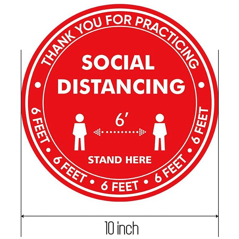 20 social distance gulvklistermærker 6 fet distance sikkerhedsgulvskilte til crowd control 12 tommer rødt