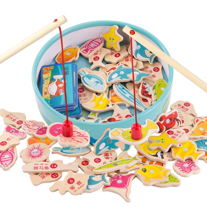Kinderen Baby Educatief Speelgoed Vis Houten Magnetische Vissen Speelgoed Set Spel voor Kinderen met Box