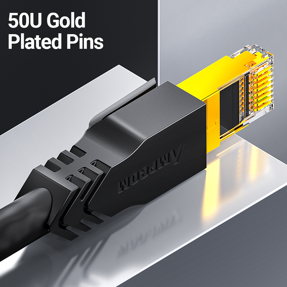 AMPCOM cat6a Ethernet Cable, Internet Network LAN Patch Cords, High Speed Computer Wire Rj45 Connectors for Router Modem