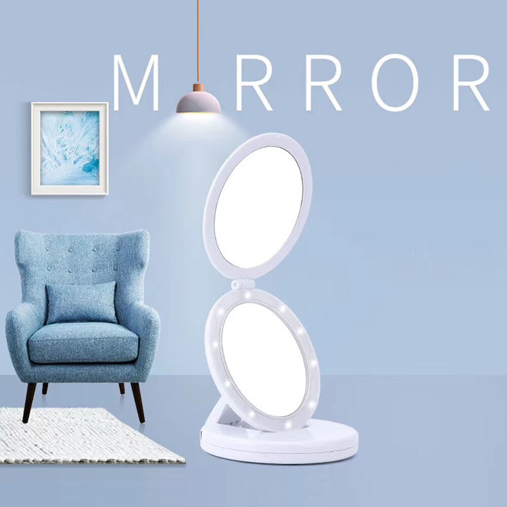 5X Magnifying Lighted Makeup Mirror Light illuminated Portable LED Make Up Mirror Sensing USB Chargeable standing makeup mirror