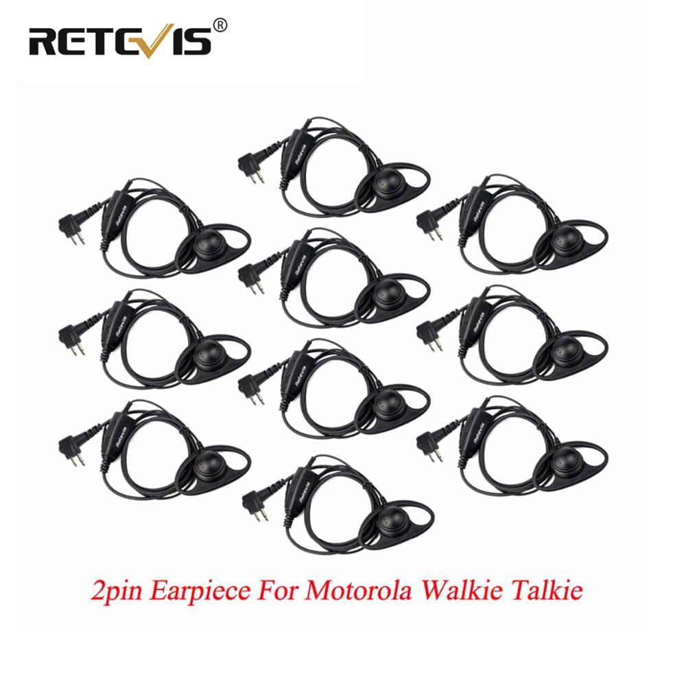 Retevis-auriculares con forma de D para walkie-talkies, cascos suaves con gancho para la oreja, para Motorola GP300, P040, GP2000, P080, CT150, HYT TC-500, 10 Uds.