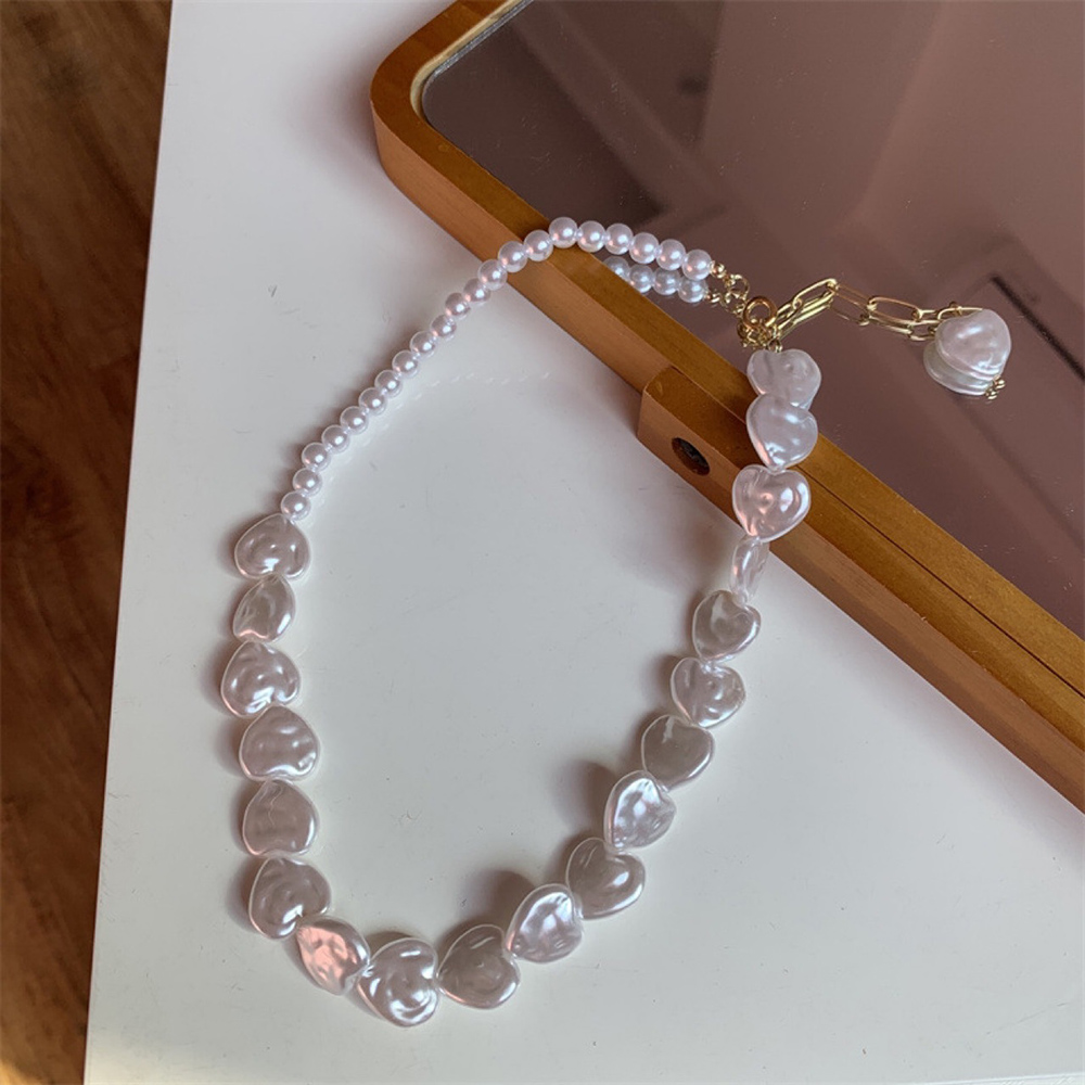 Collier ras du cou en perles vintage pour femme, bijoux de fête de mariage, forme de cœur, colliers de la présidence, tendance élégante, blanc, 216.239., X278