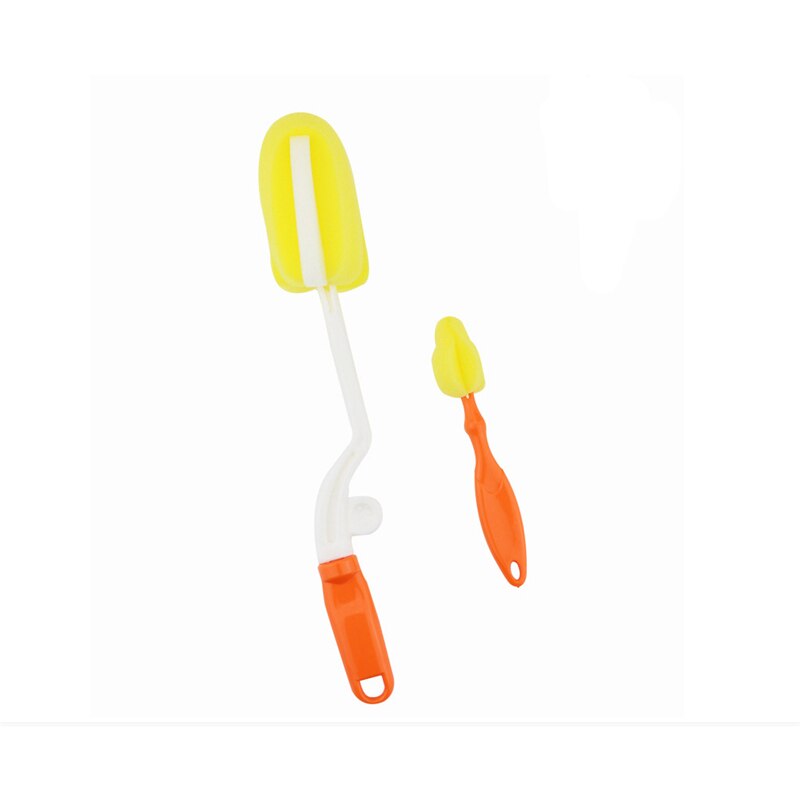 Escovas de limpeza de garrafa alimentação com alça rotativa garrafa de náilon cozinha simples limpeza escova de bebê prático conjunto de escova de garrafa: orange