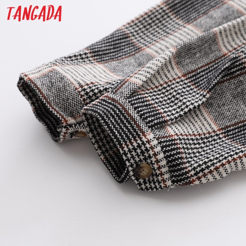 Tangada naisten ylisuuri ruudullinen poikaystävä tyyli paksu paitapusero pitkähihainen tyylikäs naisten vapaat topit bao 27