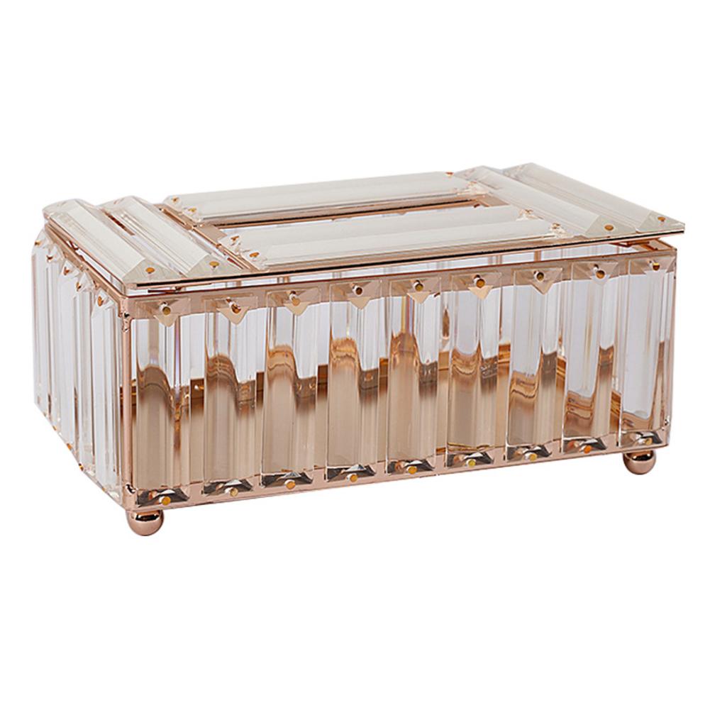Caja de pañuelos de cristal, caja de almacenamiento, contenedor de papel de vidrio dorado y plateado brillante para el hogar, Hotel, aparador, decoración