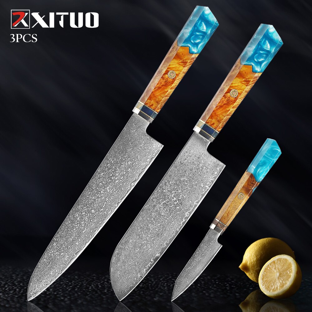 XITUO Kitchen Chef Knife Damascus Knife Set Japanese Knife Damascus Steel VG10 Santoku Paring Knives Cooking Tool