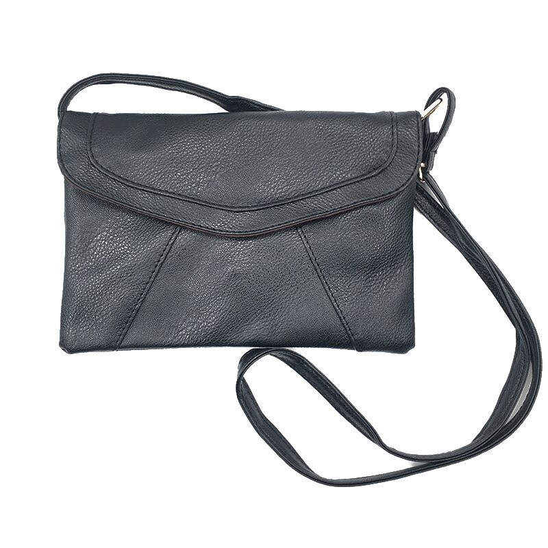 Diagonal magnetisk knap håndtaske dametaske crossbody skulder messenger tasker kvinder konvolut clutch: Sort