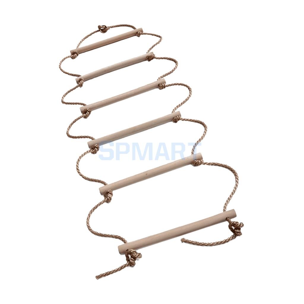 Kids Indoor and Outdoor Playhouse 2M Wooden 6 Rungs Rope Climbing Ladder Tree House Climbing Toy