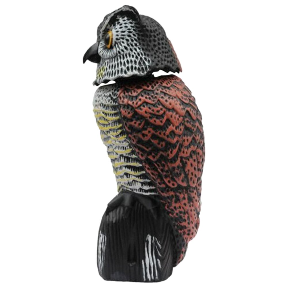 Realistic Bird Scarer Rotating Head Sound Owl Prowler Decoy Protection Repellent Pest Control Scarecrow Garden Yard Move Decor