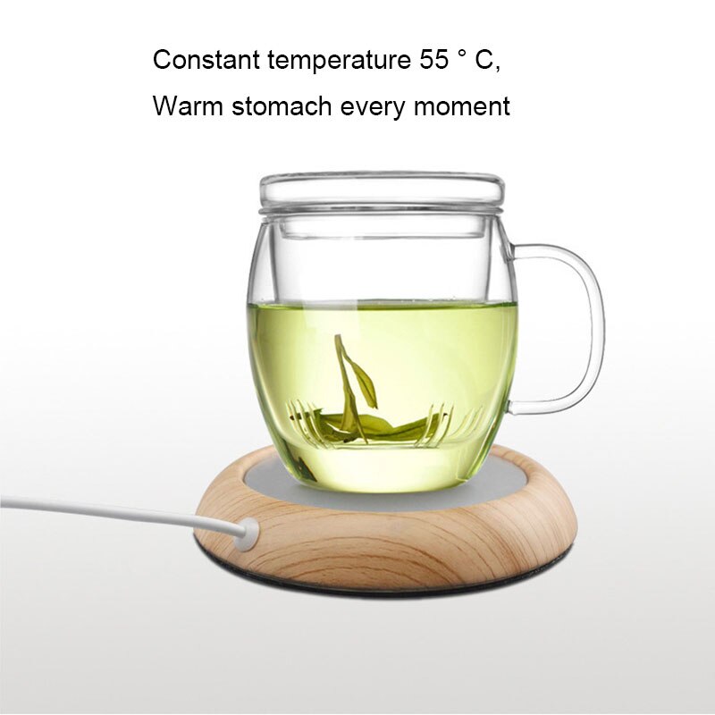 USB-Tassenwärmer Mit Holzoptik - Hält Deinen Kaffee & Tee Bis Zu 80°C Warm
