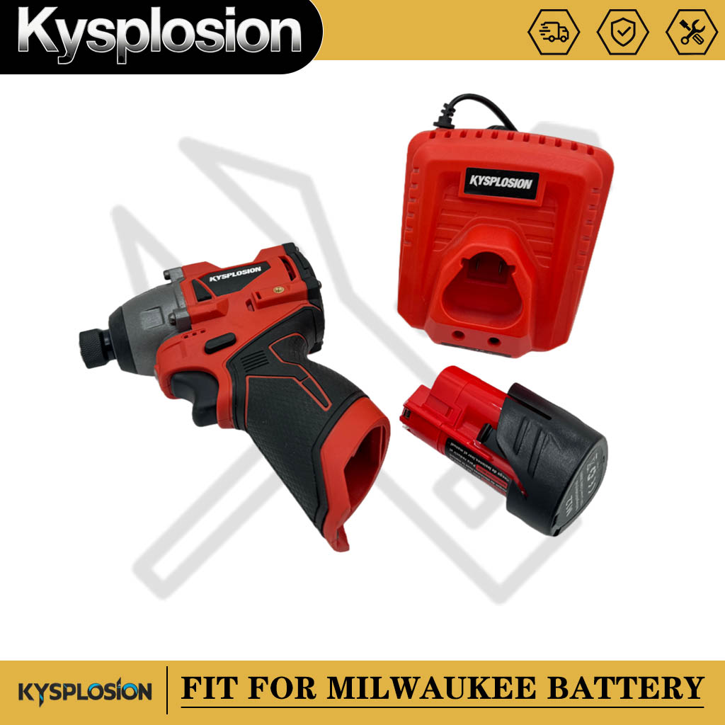 Akkuschrauber-set mit bürstenlosem akku, multifunktions-akkuschrauber für milwaukee ( m12 akkus): Orange/schwarz