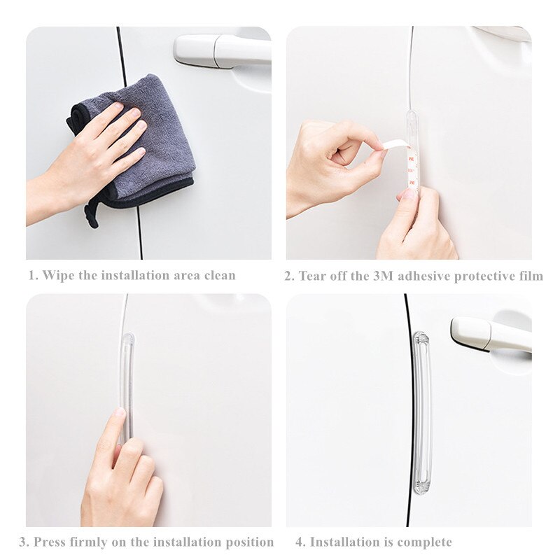 Protector de puerta de coche 4 uds, Protector de silicona transparente para coche, Protector de bordes y esquinas, adhesivo Protector de puerta de vehículo, accesorio Protector