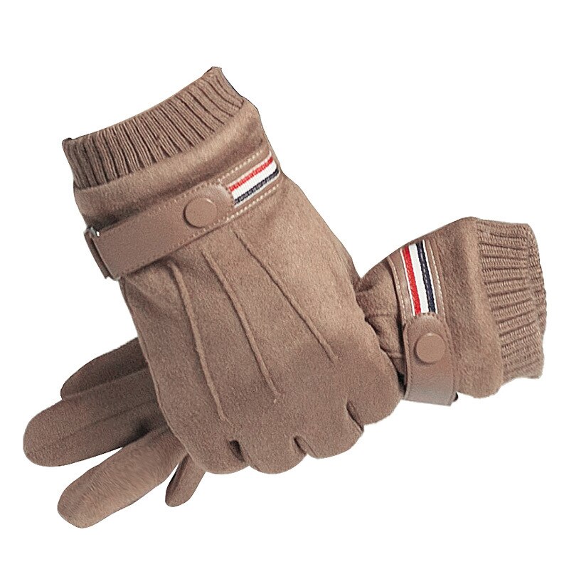 Men Winter Sport Riding Windproof Nonslip Touch Screen Warm Glove Suede Leather Plus Velvet Thick Full Finger Driving Mitten M94