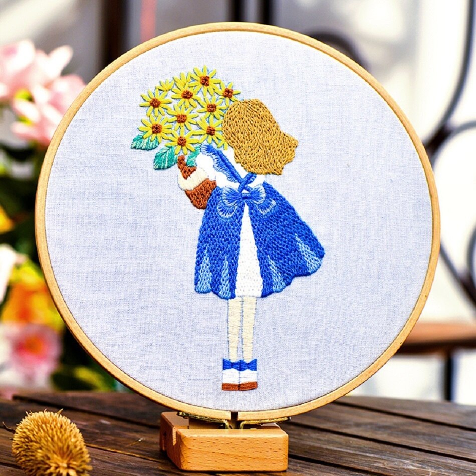 DIY Embroidery Flower Handwork Needlework for Beginner Cross Stitch Kit Ribbon Painting Embroidery Hoop Home Decoration: 03