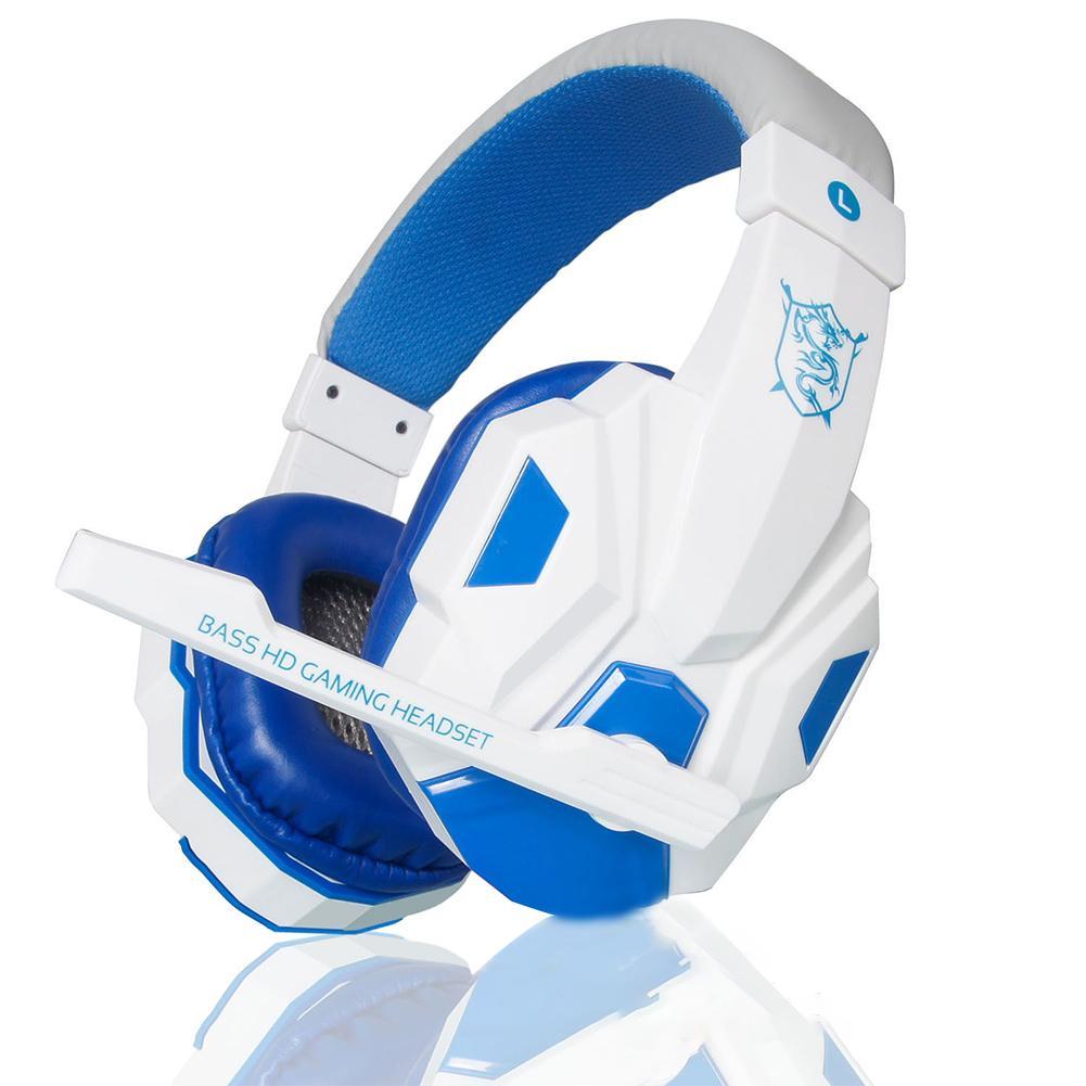 Langalliset pelikuulokkeet over-ear pelaajille kuulokkeet mikrofonilla stereo pelikuulokkeet syvä basso  ps4 xbox one pc tietokoneelle: Valkoinen